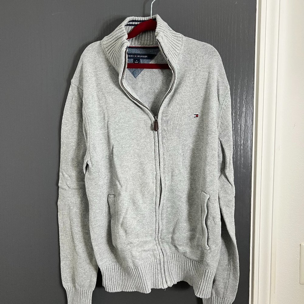 Tommy Hilfiger Zip-Up Sweater (Gray, Medium)